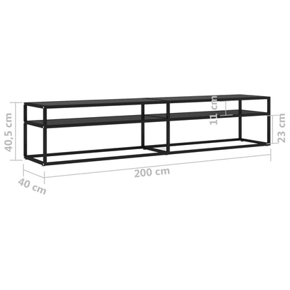 vidaXL TV Cabinet | Black | Tempered Glass | 200 x 40 x 40.5 cm | Sleek