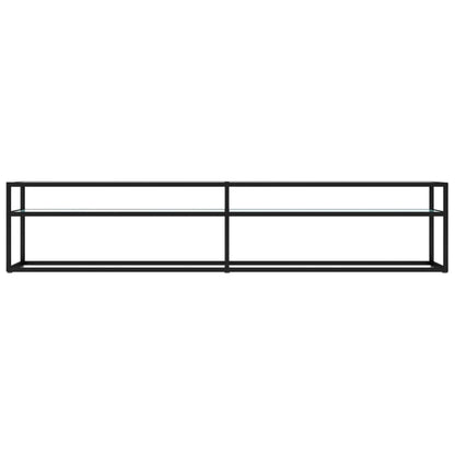 vidaXL TV Cabinet White Marble 200x40x40.5 cm Tempered Glass