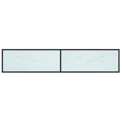 vidaXL TV Cabinet White Marble 200x40x40.5 cm Tempered Glass
