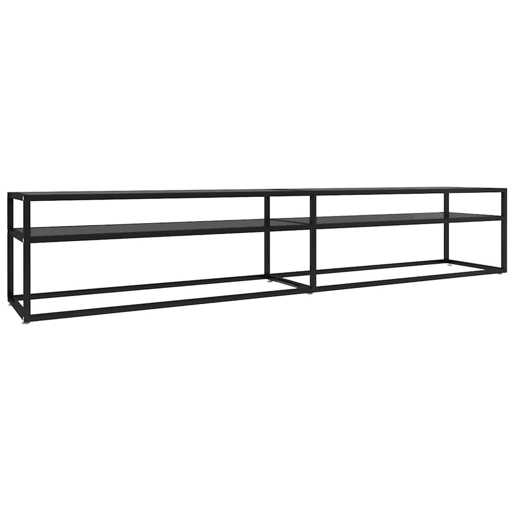 vidaXL TV Cabinet | Black | Tempered glass, powder-coated steel | Large