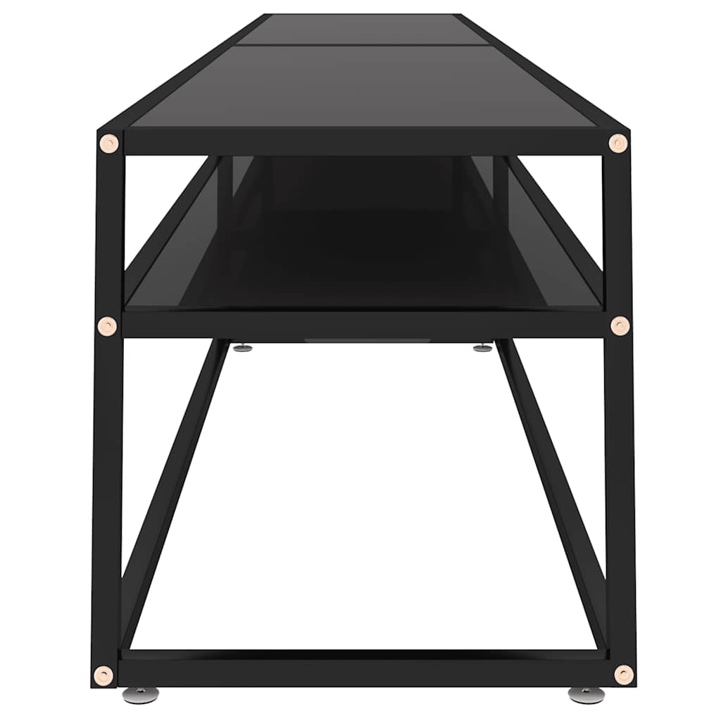vidaXL TV Cabinet | Black | Tempered glass, powder-coated steel | Large