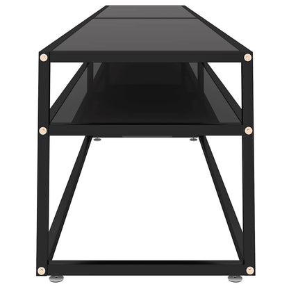 vidaXL TV Cabinet | Black | Tempered glass, powder-coated steel | Large