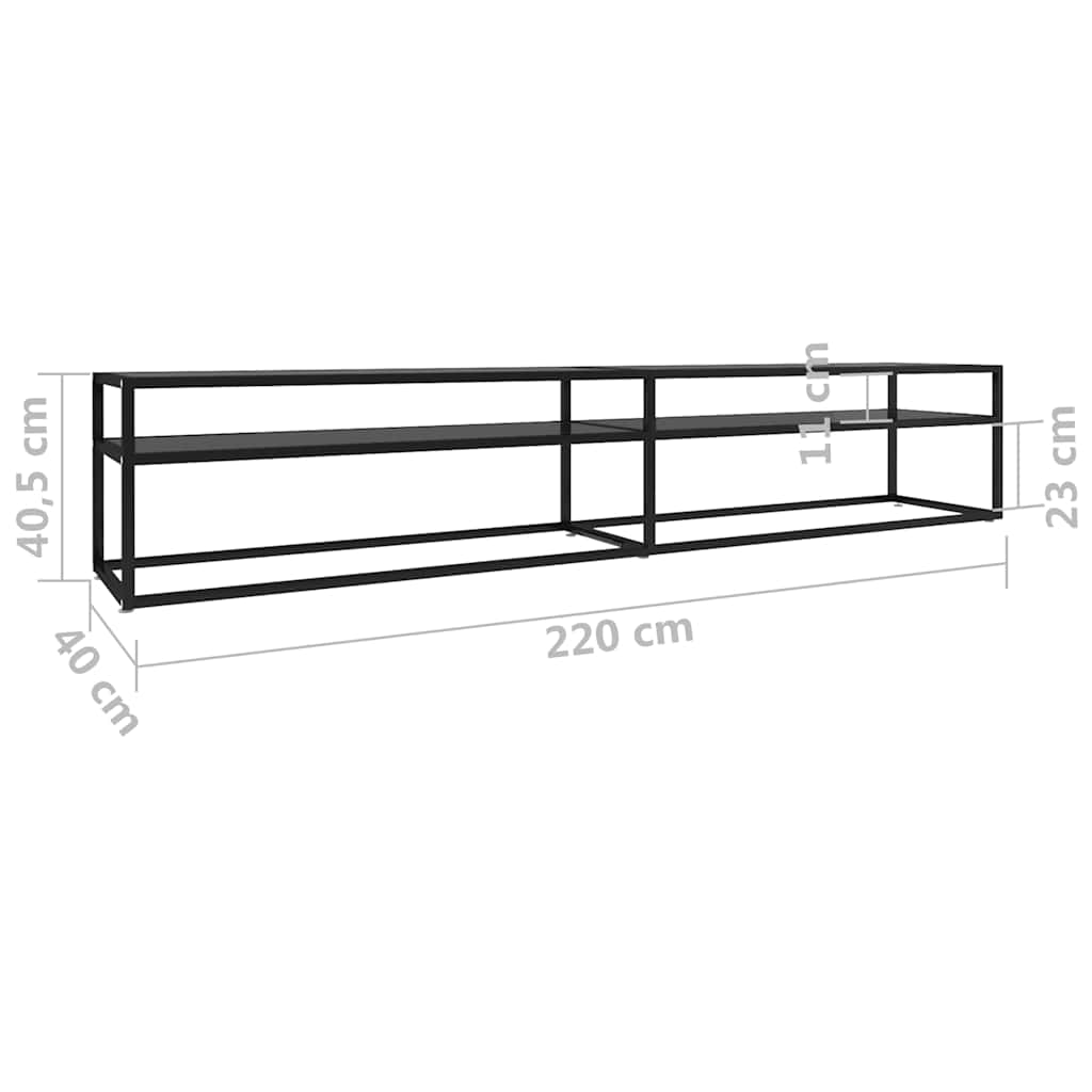 vidaXL TV Cabinet | Black | Tempered glass, powder-coated steel | Large