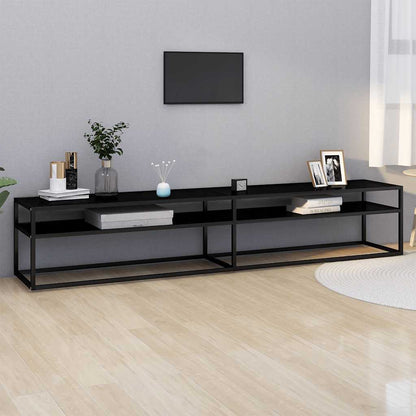 vidaXL TV Cabinet | Black | Tempered glass, powder-coated steel | Large