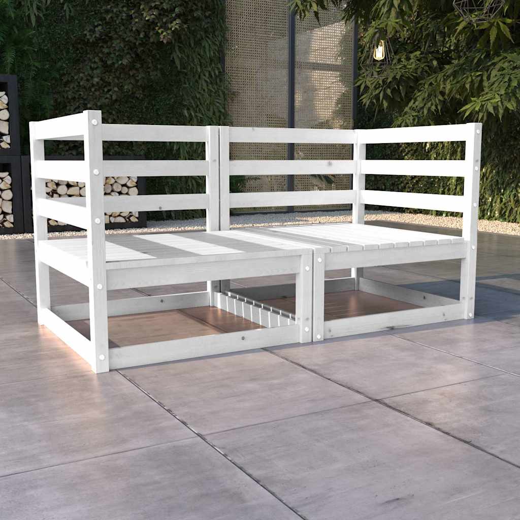 vidaXL Garden 2-Seater Sofa White Solid Pinewood