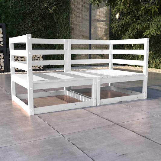vidaXL Garden 2-Seater Sofa White Solid Pinewood