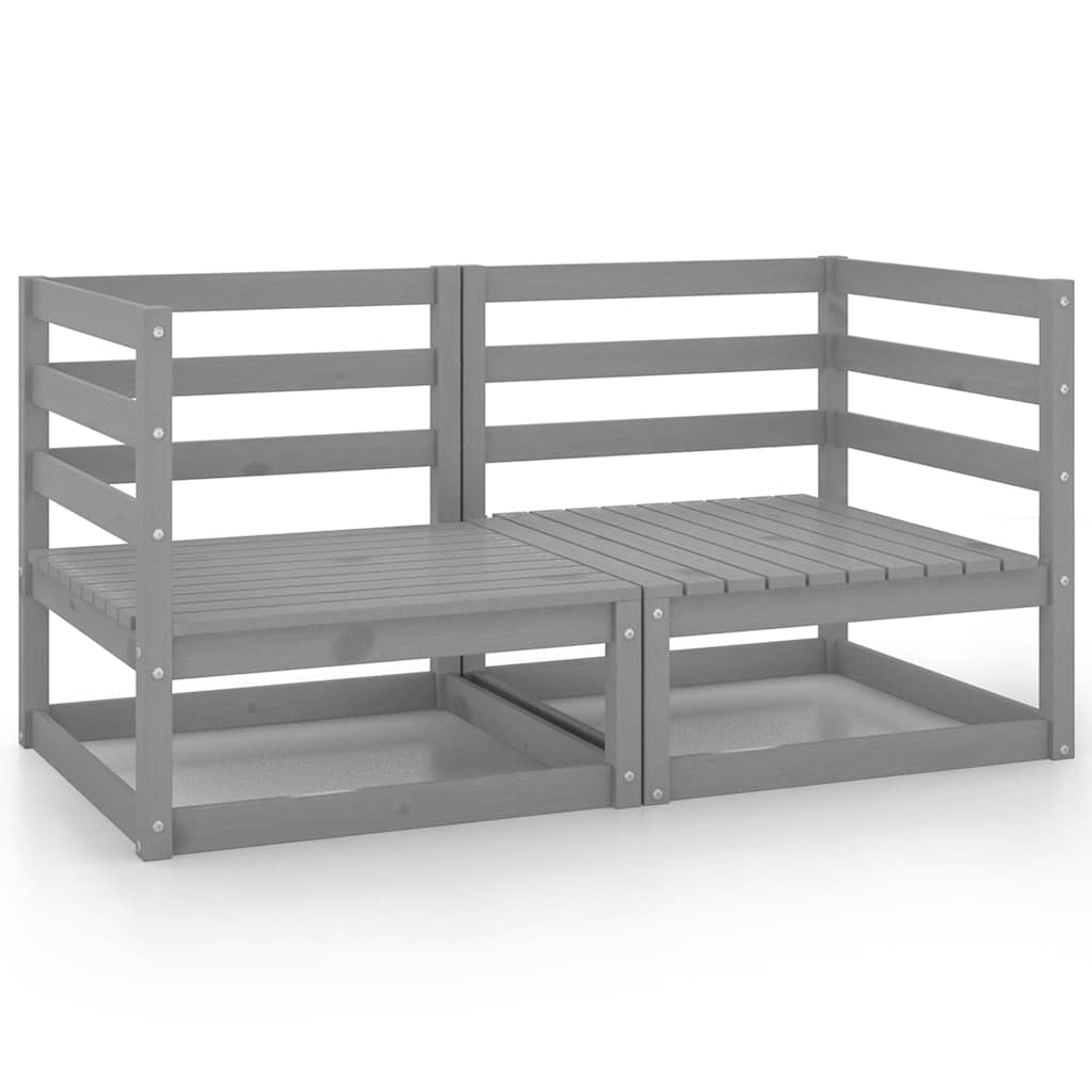 vidaXL Garden 2-Seater Sofa Grey Solid Pinewood