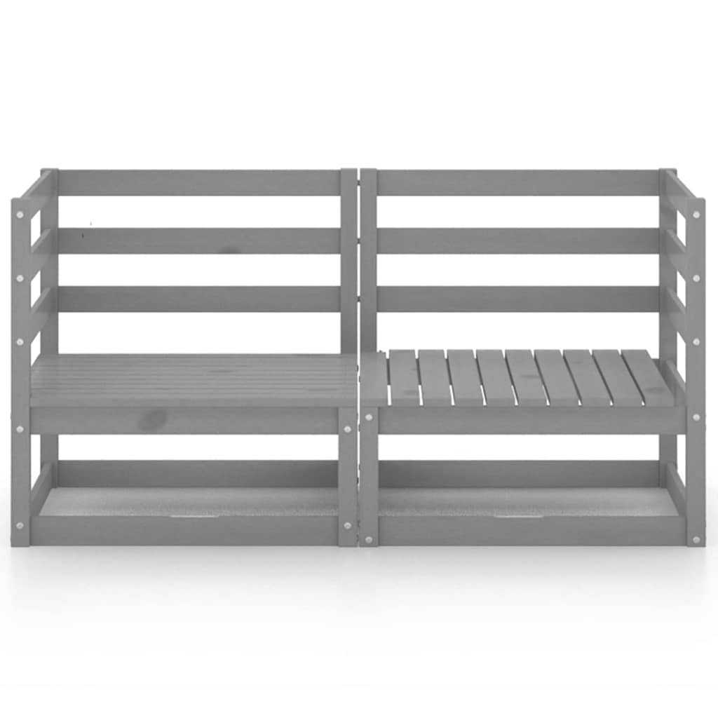 vidaXL Garden 2-Seater Sofa Grey Solid Pinewood
