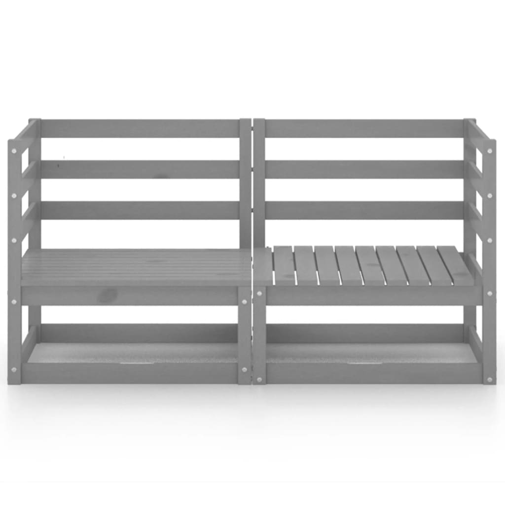 vidaXL Garden 2-Seater Sofa Grey Solid Pinewood