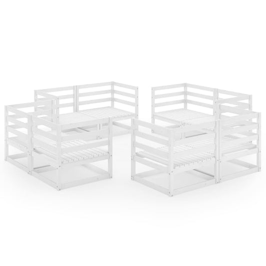 vidaXL Garden Lounge Set | White | Solid pinewood | Large | Modular