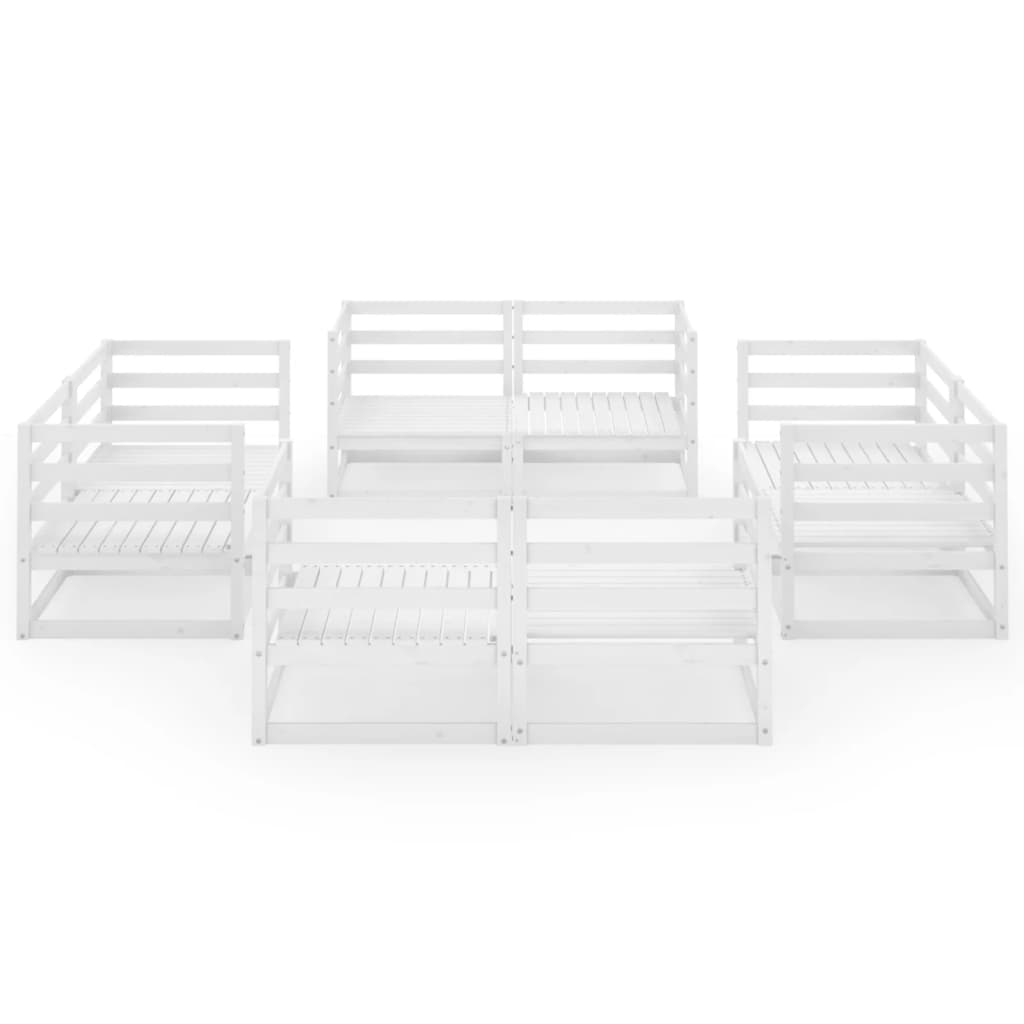vidaXL Garden Lounge Set | White | Solid pinewood | Large | Modular