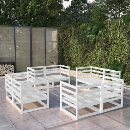 vidaXL 8 Piece Garden Lounge Set White Solid Pinewood