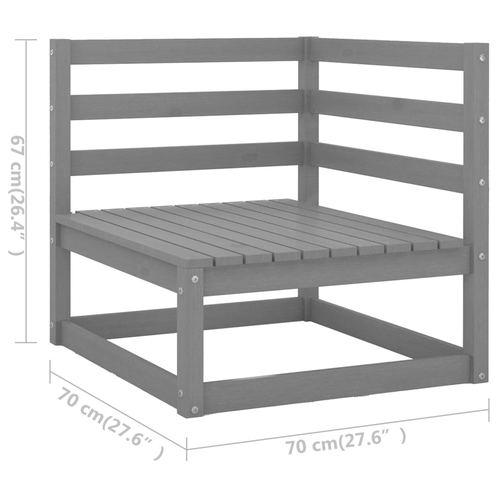 vidaXL Garden Lounge Set | Grey | Solid pinewood | Modular | Garden Lounge Set