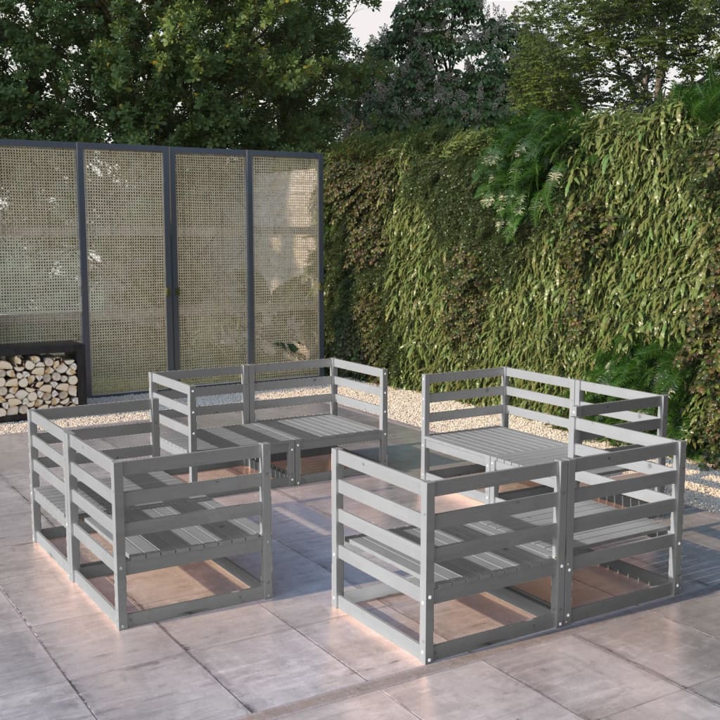 vidaXL Garden Lounge Set | Grey | Solid pinewood | Modular | Garden Lounge Set