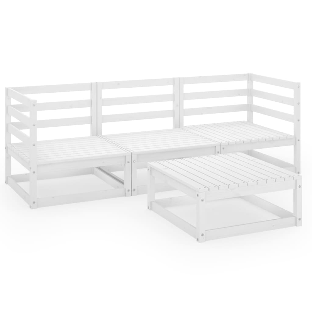 vidaXL Garden Lounge Set | White | Solid pinewood | Modular | Garden Lounge Set
