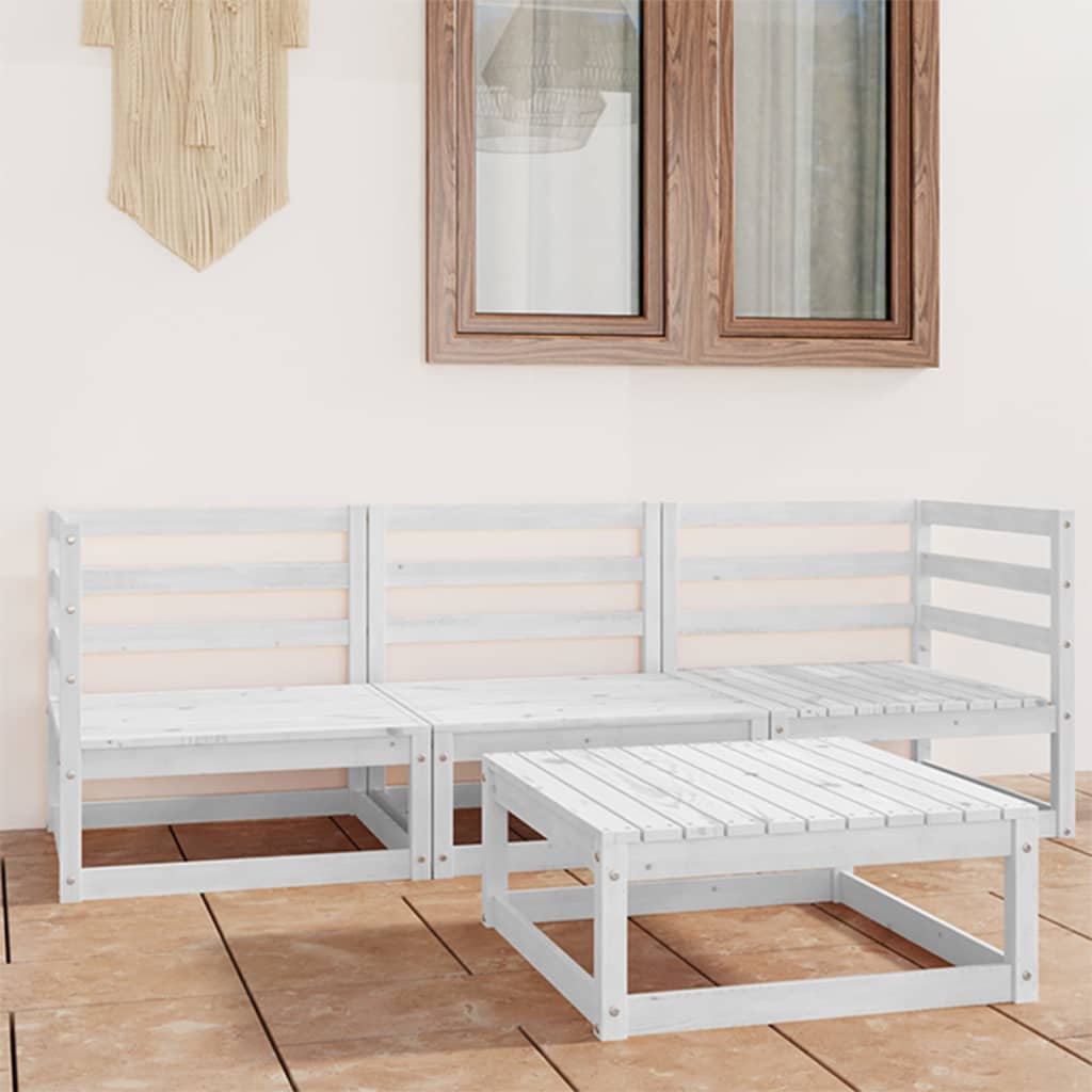 vidaXL Garden Lounge Set | White | Solid pinewood | Modular | Garden Lounge Set