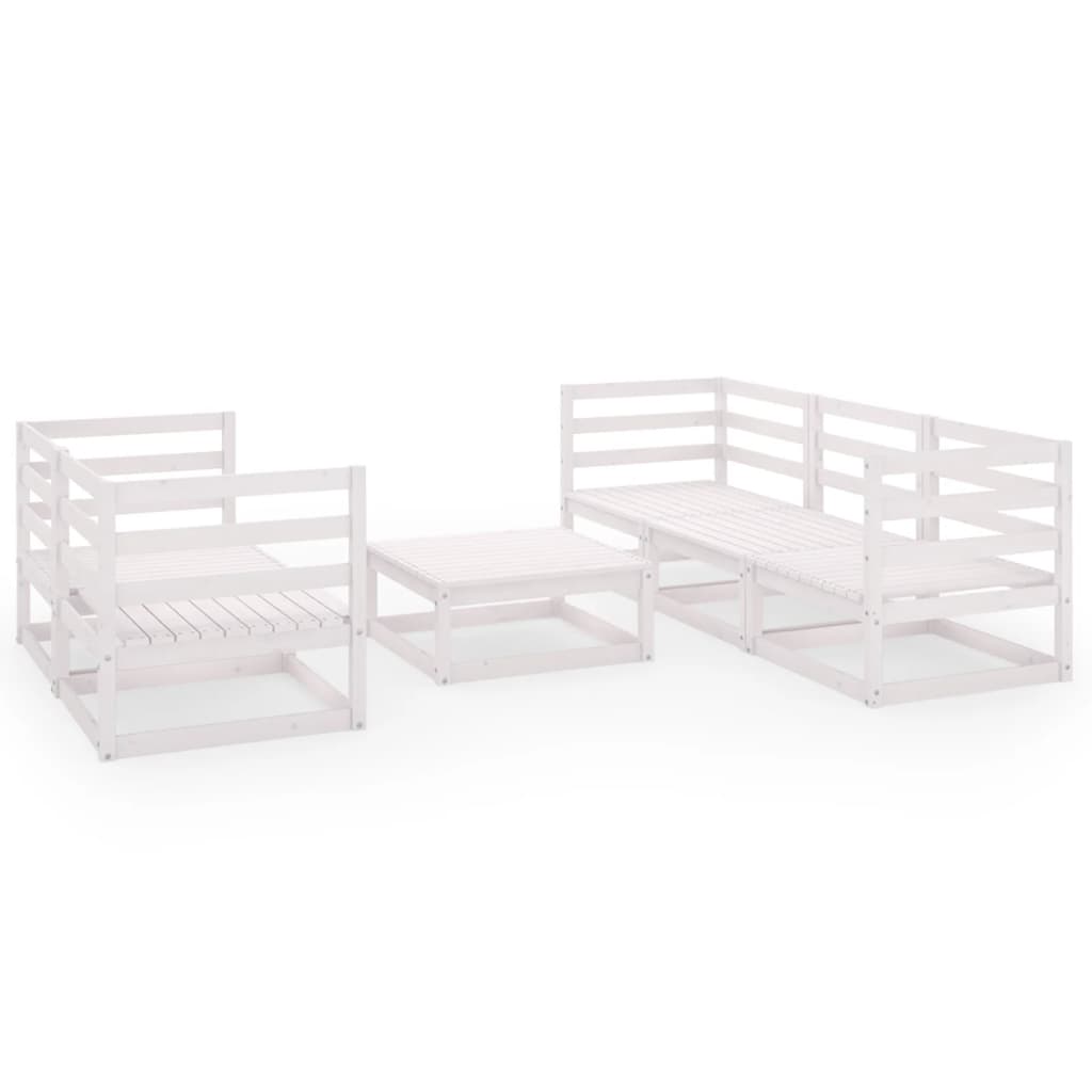 vidaXL 6 Piece Garden Lounge Set White Solid Wood Pine