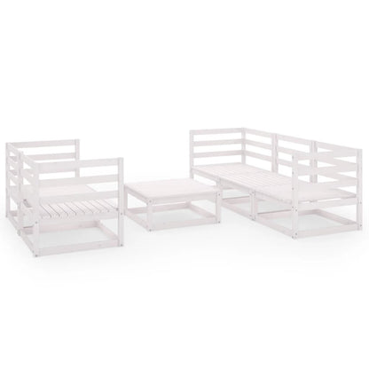 vidaXL 6 Piece Garden Lounge Set White Solid Wood Pine