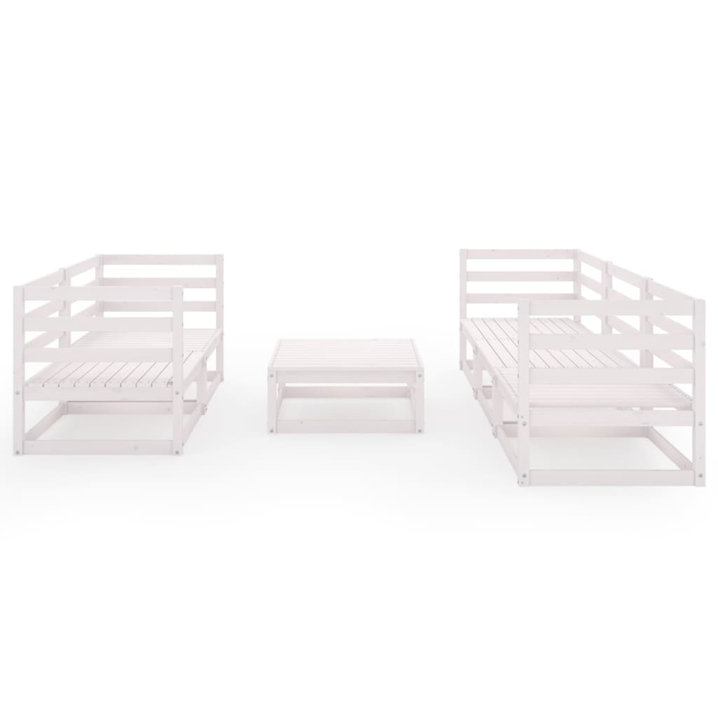 vidaXL 6 Piece Garden Lounge Set White Solid Wood Pine