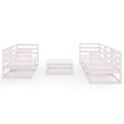 vidaXL 6 Piece Garden Lounge Set White Solid Wood Pine