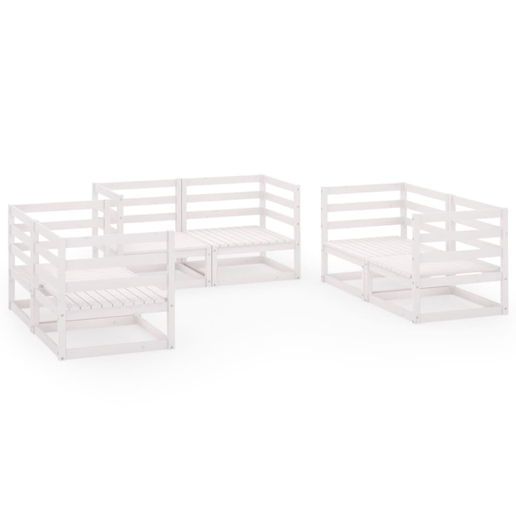 vidaXL Garden Lounge Set | White | Solid Pine Wood | 6 Pieces | Modular