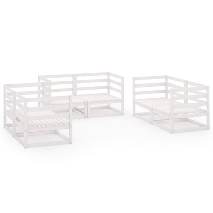 vidaXL Garden Lounge Set | White | Solid Pine Wood | 6 Pieces | Modular