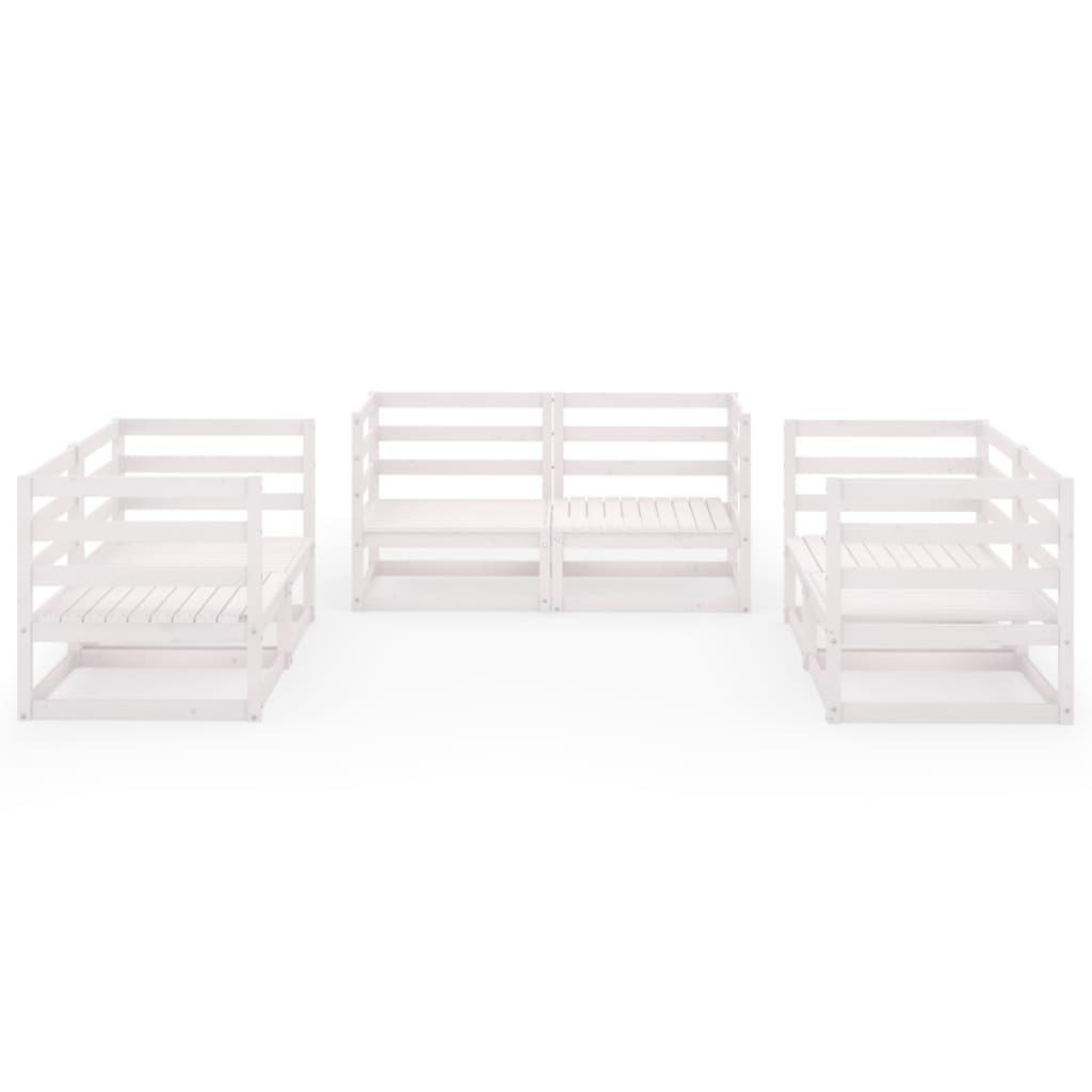 vidaXL Garden Lounge Set | White | Solid Pine Wood | 6 Pieces | Modular
