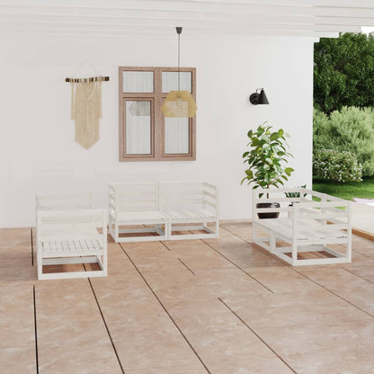 vidaXL Garden Lounge Set | White | Solid Pine Wood | 6 Pieces | Modular