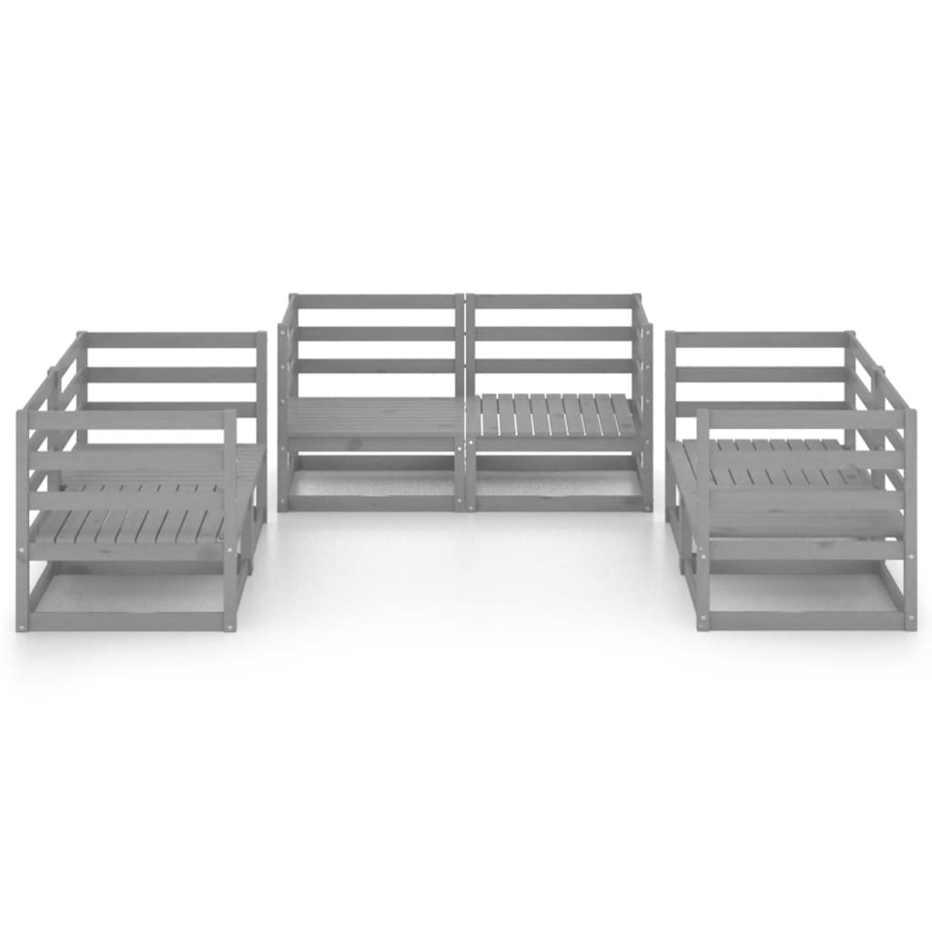 vidaXL Garden Lounge Set | Grey | Solid Pinewood |  Modular  | Garden Lounge Set