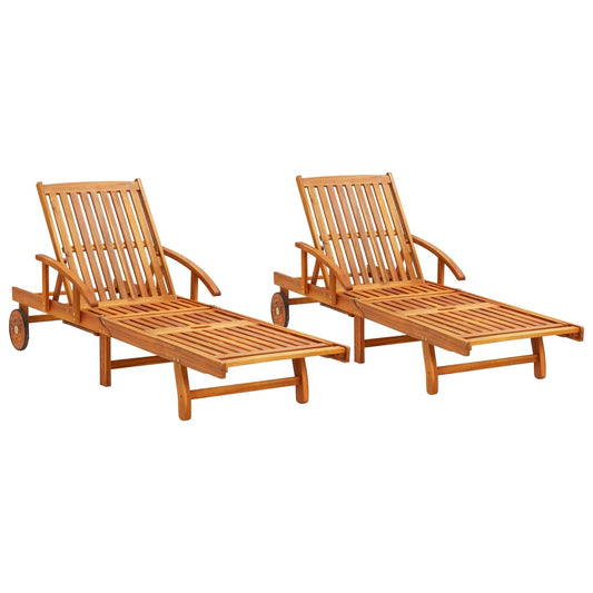 vidaXL Sun Lounger | Brown | Solid Acacia Wood | Standard Sun Lounger Size
