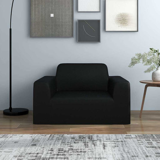 332932 vidaXL Stretch Couch Slipcover Black Polyester Jersey