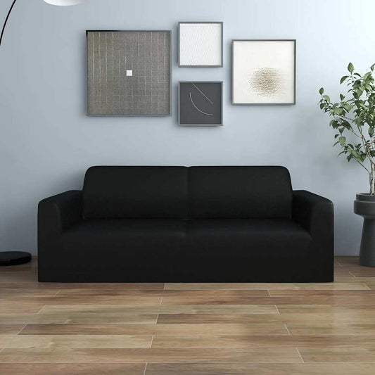 332933 vidaXL 2-Seater Stretch Couch Slipcover Black Polyester Jersey
