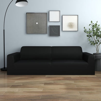 332934 vidaXL 3-Seater Stretch Couch Slipcover Black Polyester Jersey