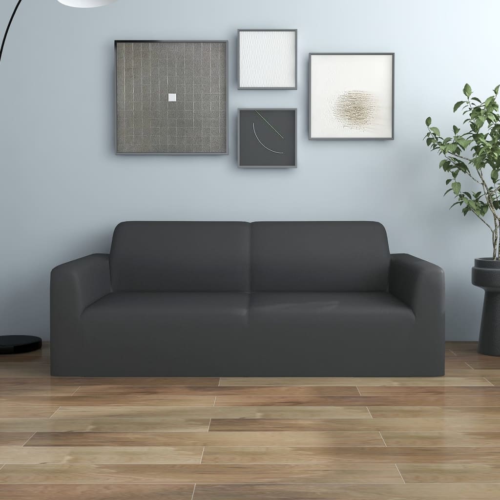 vidaXL 2-Seater Stretch Couch Slipcover Anthracite Polyester Jersey