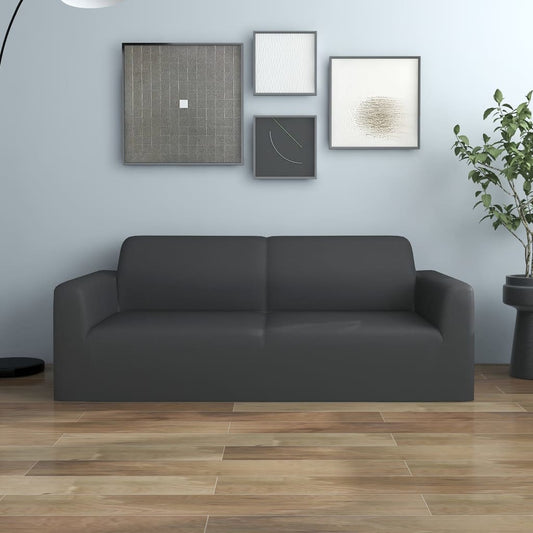 vidaXL 2-Seater Stretch Couch Slipcover Anthracite Polyester Jersey