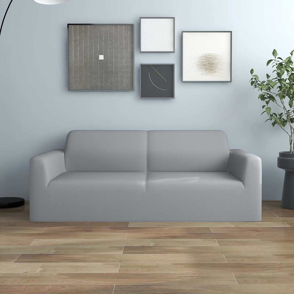332941 vidaXL 2-Seater Stretch Couch Slipcover Grey Polyester Jersey
