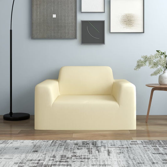 332944 vidaXL Stretch Couch Slipcover Cream Polyester Jersey