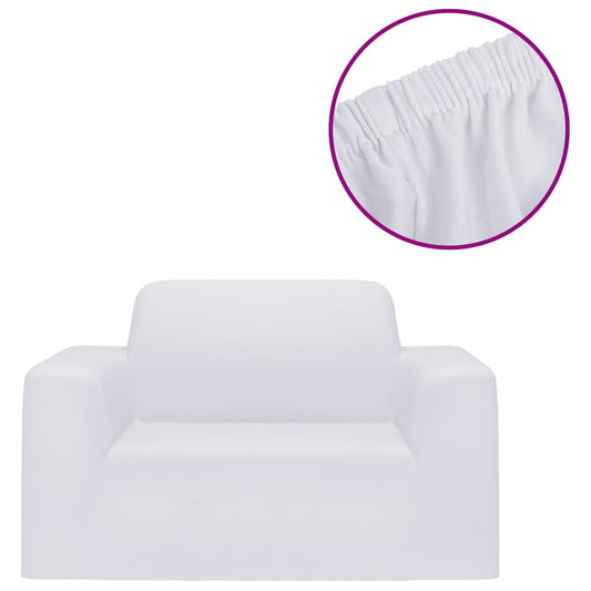 332948 vidaXL Stretch Couch Slipcover White Polyester Jersey