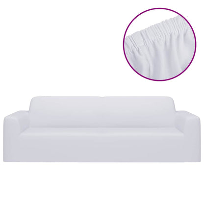 332950 vidaXL 3-Seater Stretch Couch Slipcover White Polyester Jersey