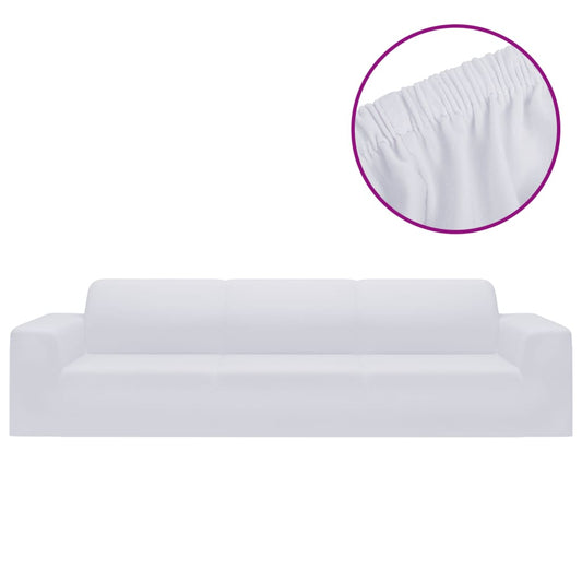 vidaXL 4-Seater Stretch Couch Slipcover White Polyester Jersey
