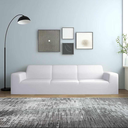 332951 vidaXL 4-Seater Stretch Couch Slipcover White Polyester Jersey