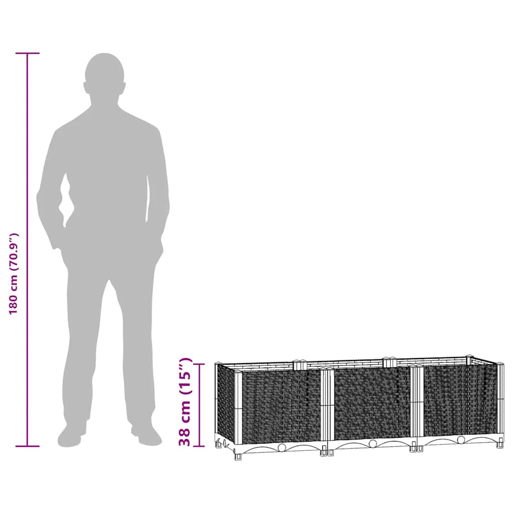 vidaXL Raised Bed 120x40x38 cm Polypropylene
