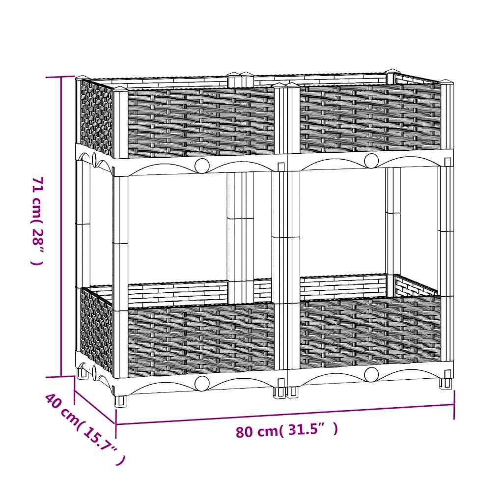vidaXL Raised Bed 80x40x71 cm Polypropylene