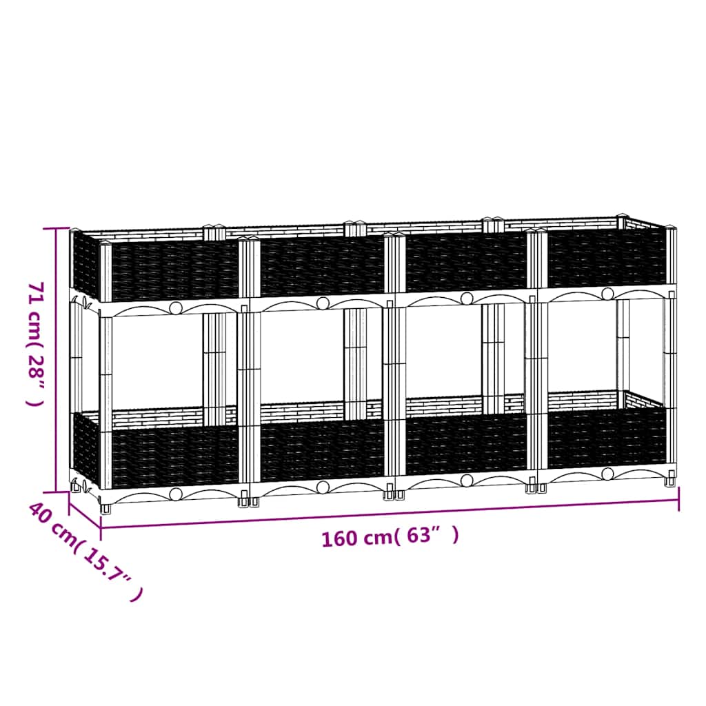 vidaXL Raised Bed 160x40x71 cm Polypropylene