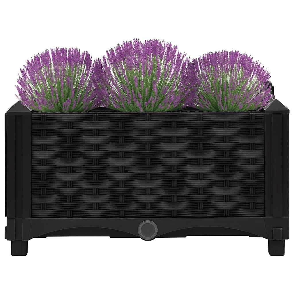vidaXL Raised Bed | Black | Polypropylene | Medium | Decorative Inlays
