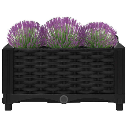vidaXL Raised Bed | Black | Polypropylene | Medium | Decorative Inlays