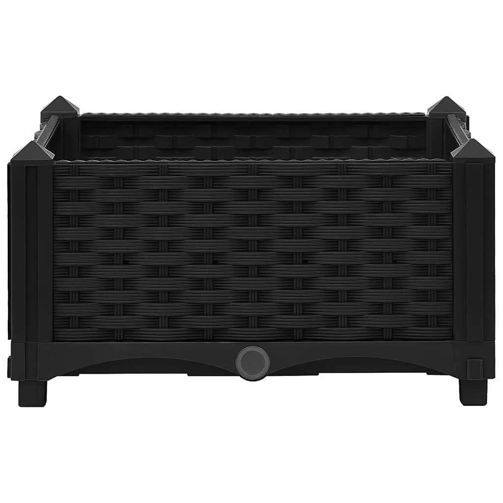 vidaXL Raised Bed | Black | Polypropylene | Medium | Decorative Inlays