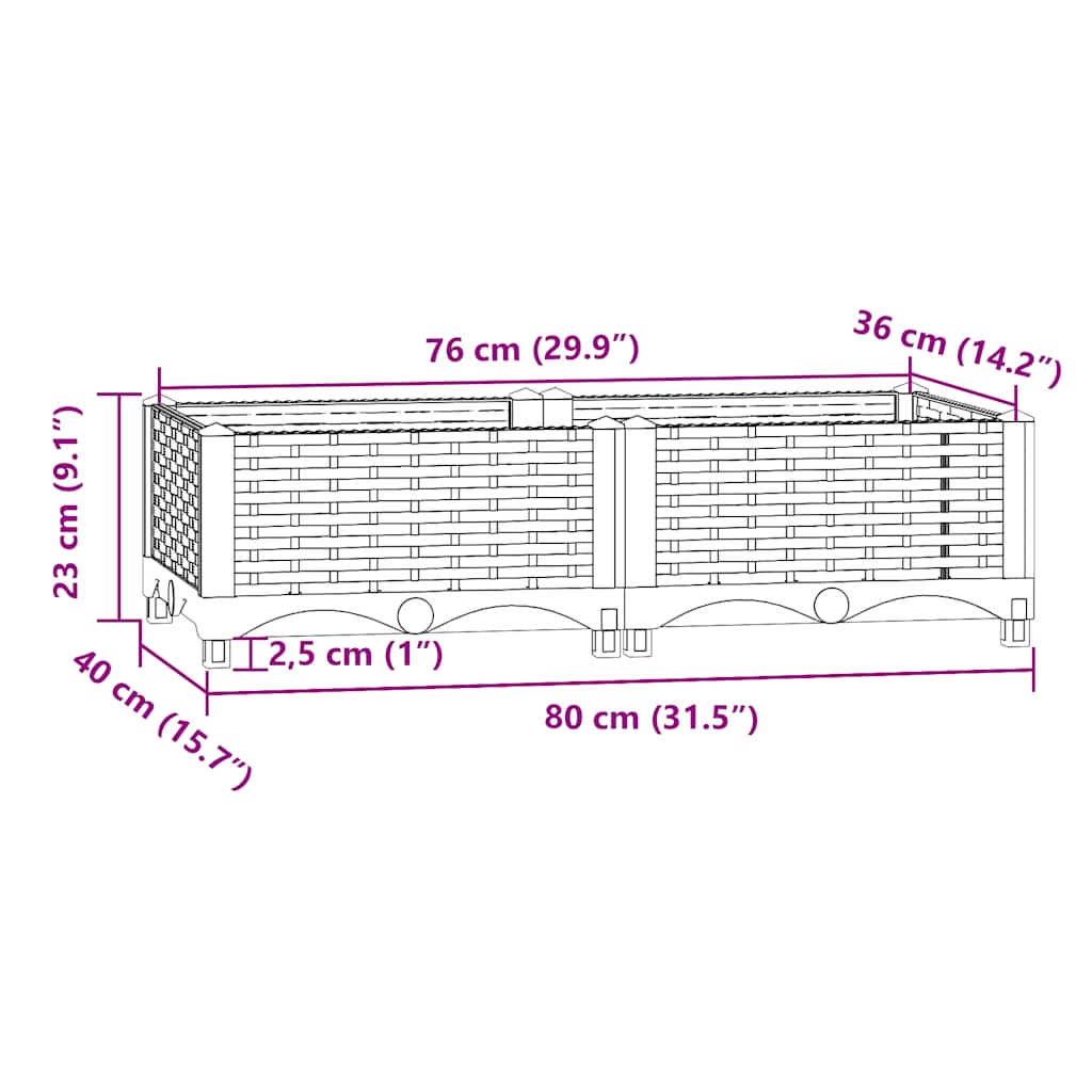 vidaXL Raised Bed 80x40x23 cm Polypropylene