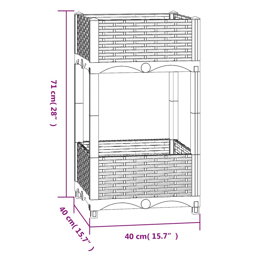 vidaXL Raised Bed 40x40x71 cm Polypropylene