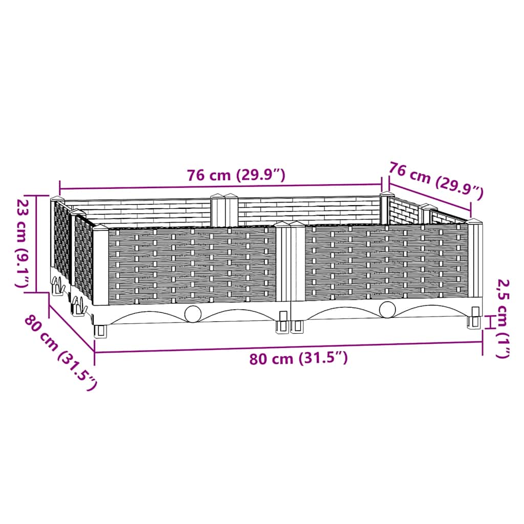 vidaXL Raised Bed 80x80x23 cm Polypropylene